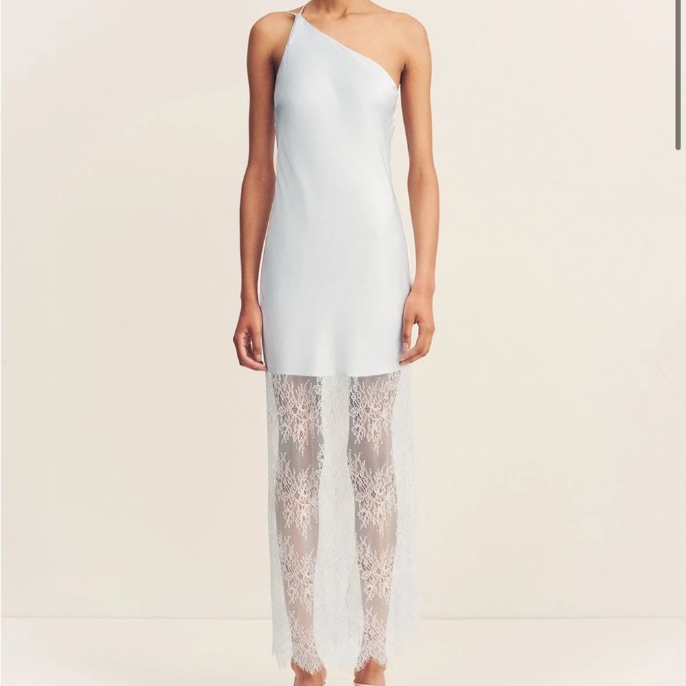 Shona Joy one shoulder dress with Lace Detail